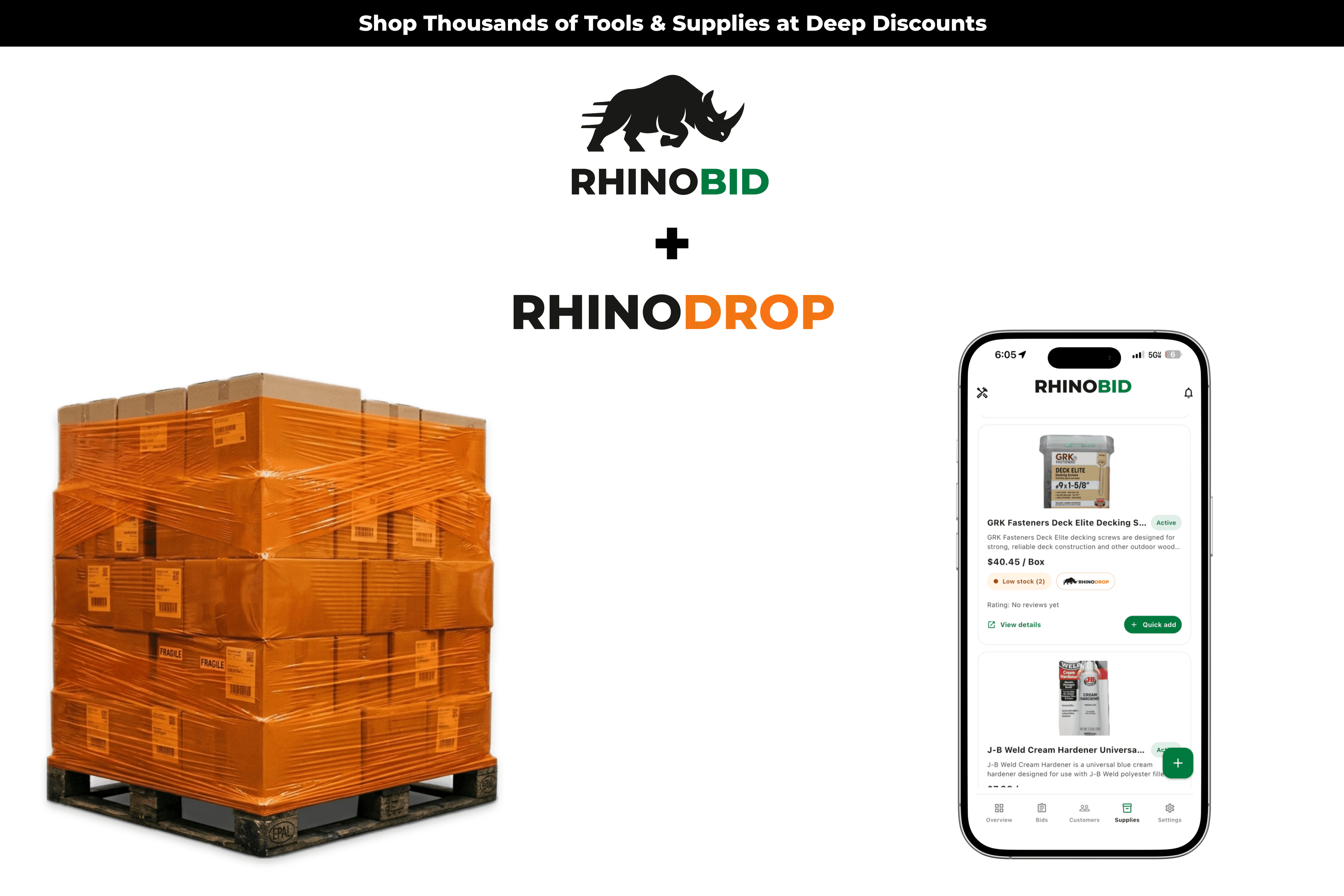 Rhino Bid and Rhino Drop integrated purchasing workflow